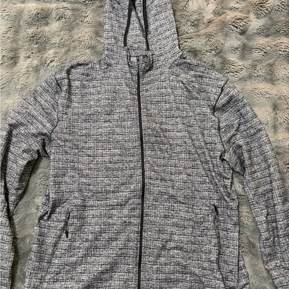 Lululemon Men’s Full Zip Hoodie XXL Black Gray Heather Athletic Jacket Stretch